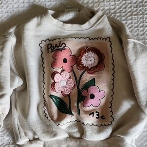 Zara Cream Sweatshirt with Floral Design